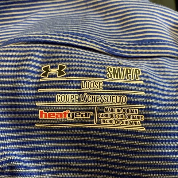 Under Armour Womens S Top Loose Heat Gear 3/4 Zip Blue Stripe Long Sleeve Active - Picture 9 of 12